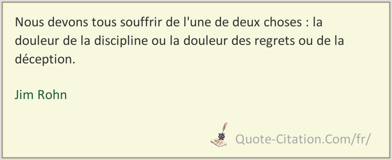 Nous Devons Tous Souffrir De L Une De Deux Choses La Douleur De La Discipline Ou La Jim Rohn Citations